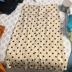 Free People Cream A-Line Skirt with Black Polka Dots
